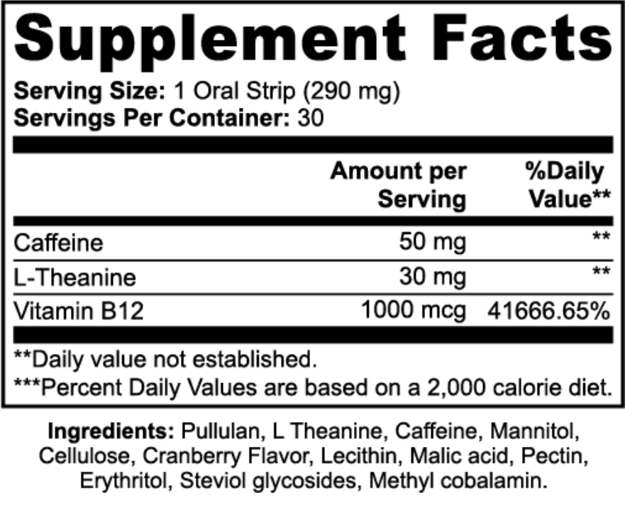 CREAGENX EXCLUSIVE: Nootropic Energy Strips with L-Theanine and Vitamin B12
